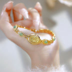 Oval Dial Gemstone Link Bracelet Watch
