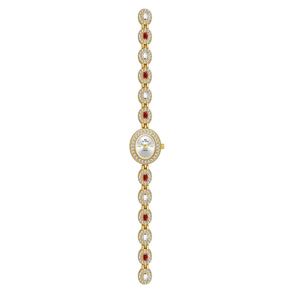 Oval Gemstone Crystal Link Bracelet Watch