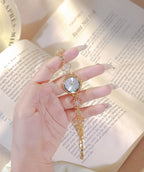 Round Minimal Dial Floral Crystal Watch