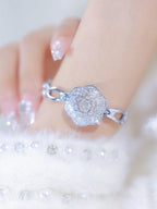 Floral Crystal Dial Link Watch