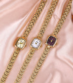 Gold Cushion Dial Colored Face Watch