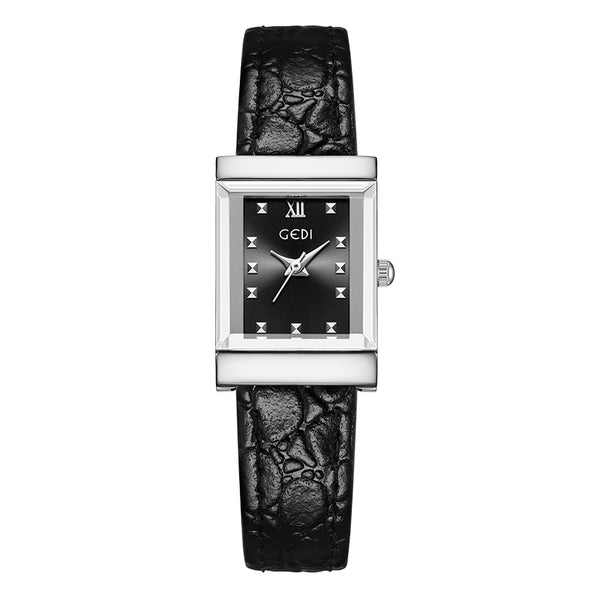 The Square Stud Dial Leather Watch