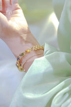 Oval Dial Multi-Gemstone Link Watch