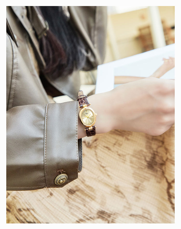 Oval Minimal Dial Classic Strap Watch