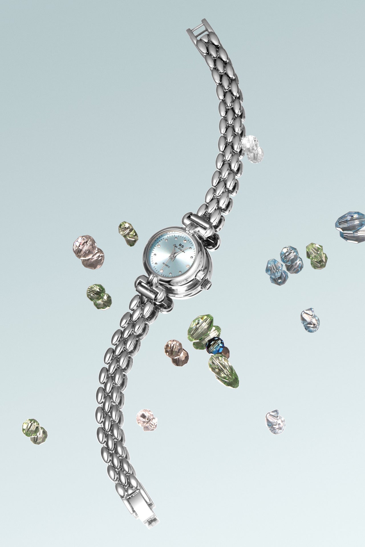 Round Crystal Dial Link Bracelet Watch
