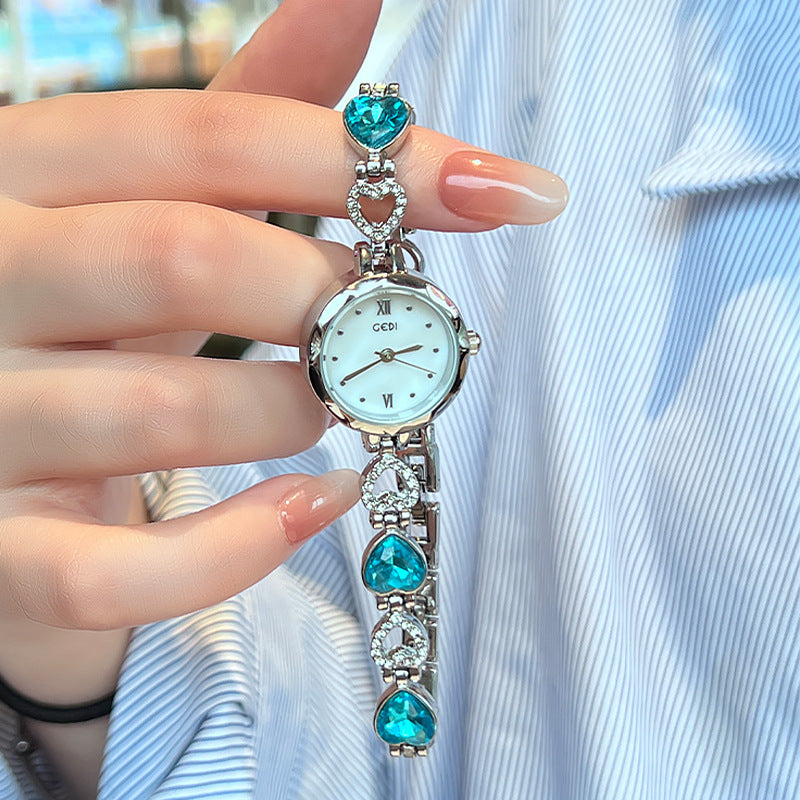 Fluted Bezel Crystal Link Bracelet Watch
