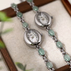 Sophisticated Oval Dial Stone Quartz Watch