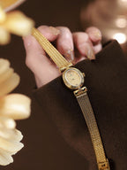 Oval Dial Diamond Accented Link Bracelet Watch