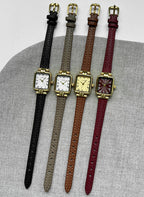 Square Roman Textured Dial Strap Watch