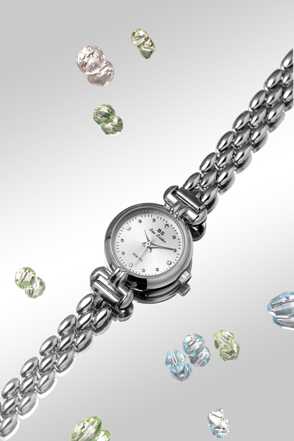 Round Crystal Dial Link Bracelet Watch