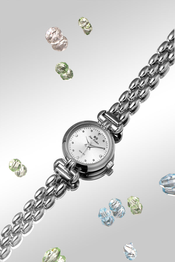 Round Crystal Dial Link Bracelet Watch