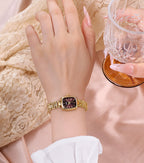 Gold Cushion Dial Colored Face Watch