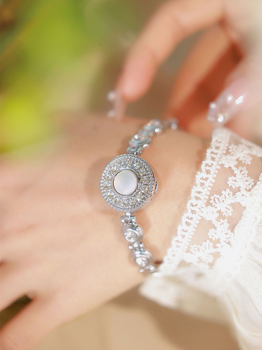 Crystal Accented Dial Link Bracelet Watch