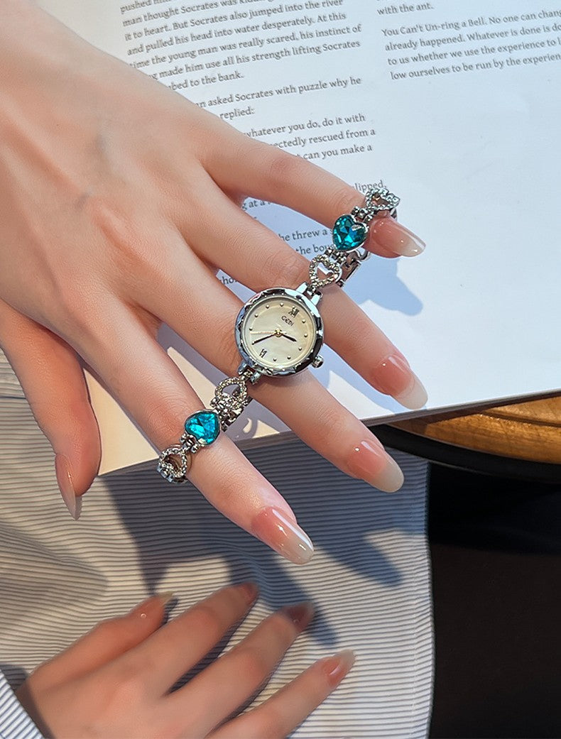 Fluted Bezel Crystal Link Bracelet Watch