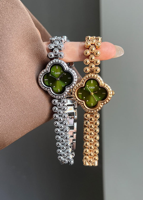 Clover Dial Crystal Bezel Bracelet Watch