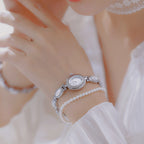 Oval Dial Gemstone Link Bracelet Watch