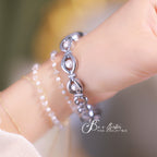Oval Dial Pearl Link Bracelet Watch