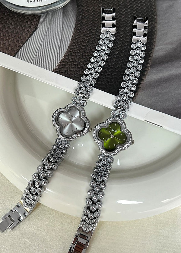 Clover Dial Crystal Bezel Bracelet Watch