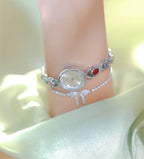 Oval Dial Multi-Gemstone Link Watch