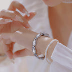 Oval Dial Gemstone Link Bracelet Watch