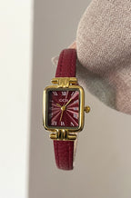 Square Roman Textured Dial Strap Watch