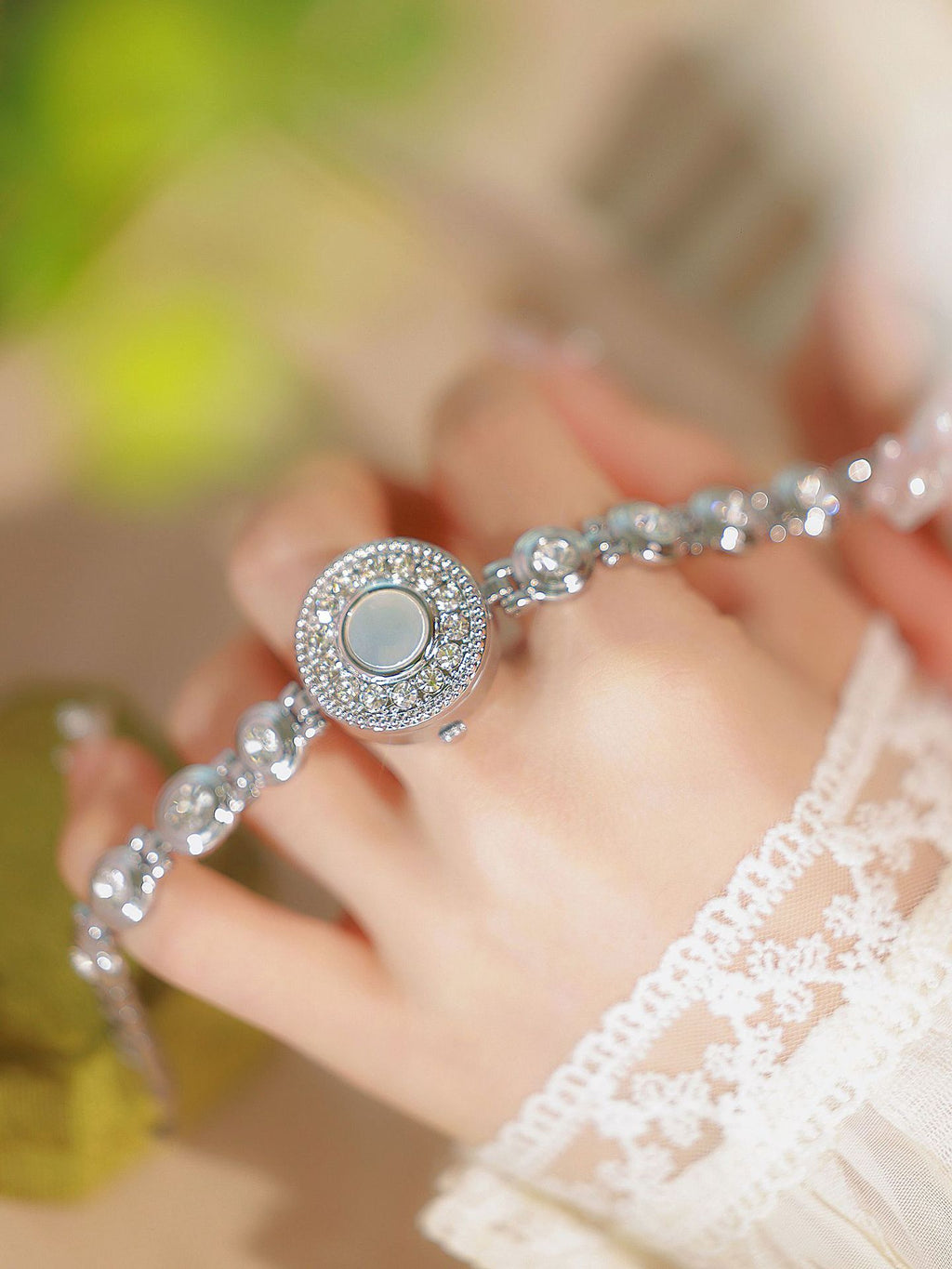 Crystal Accented Dial Link Bracelet Watch