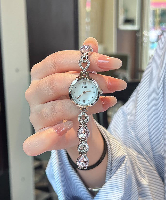 Fluted Bezel Crystal Link Bracelet Watch