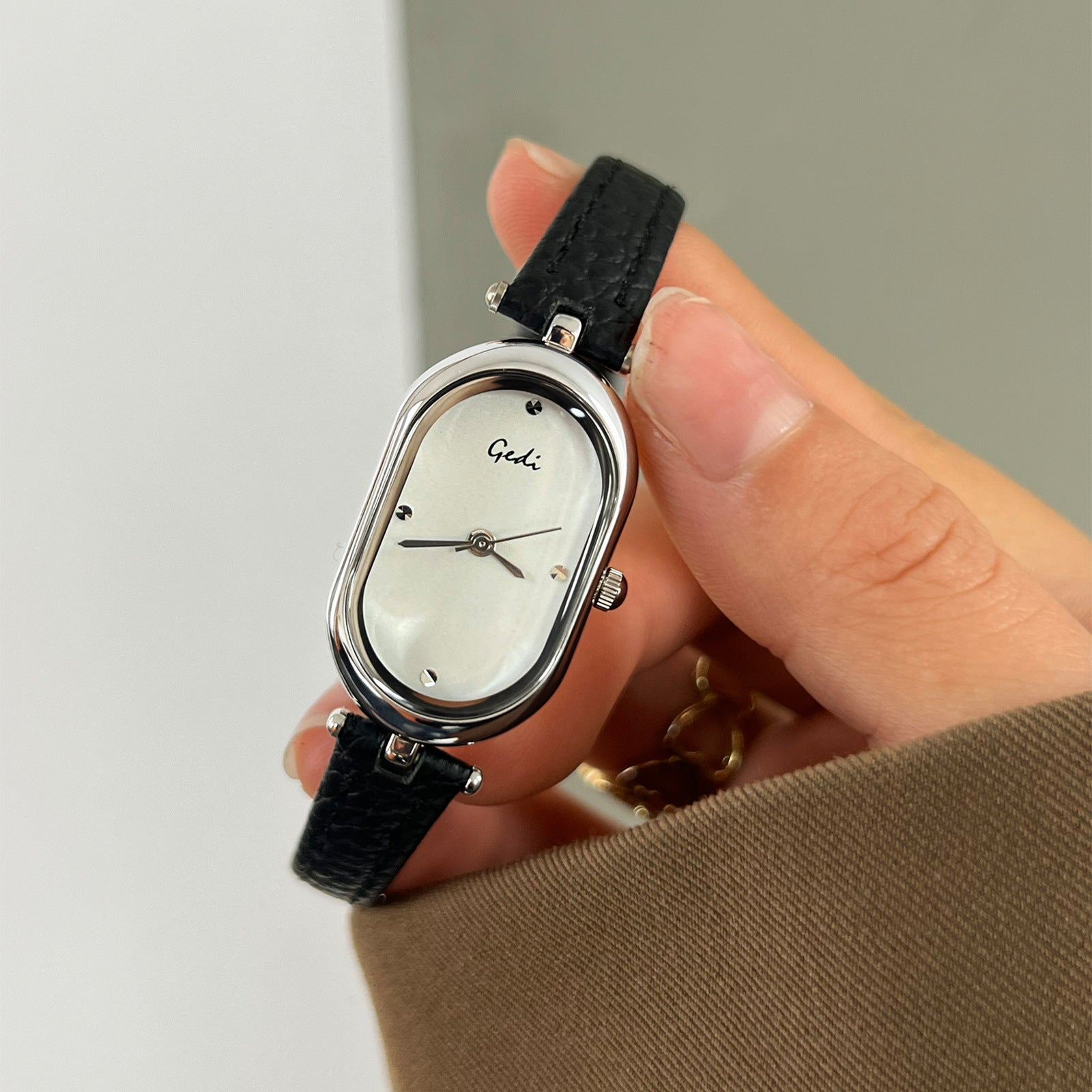 Oval Minimal Dial Slim Strap Watch