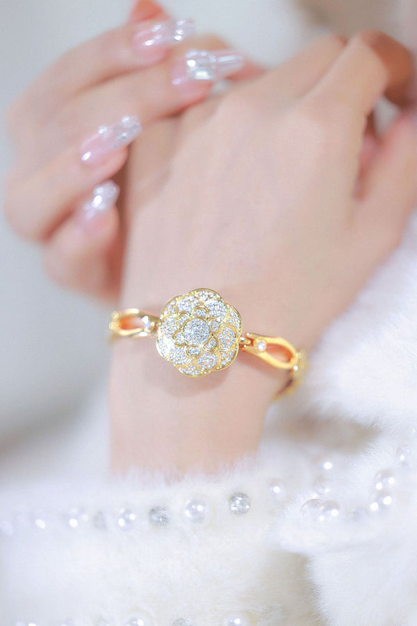 Floral Crystal Dial Link Watch