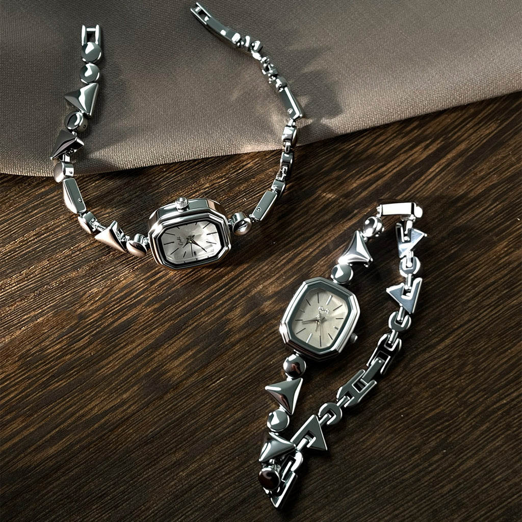 Geometric Bezel Minimal Link Bracelet Watch