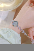 Round Minimal Dial Floral Crystal Watch