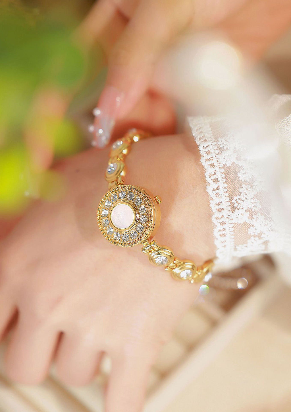 Crystal Accented Dial Link Bracelet Watch
