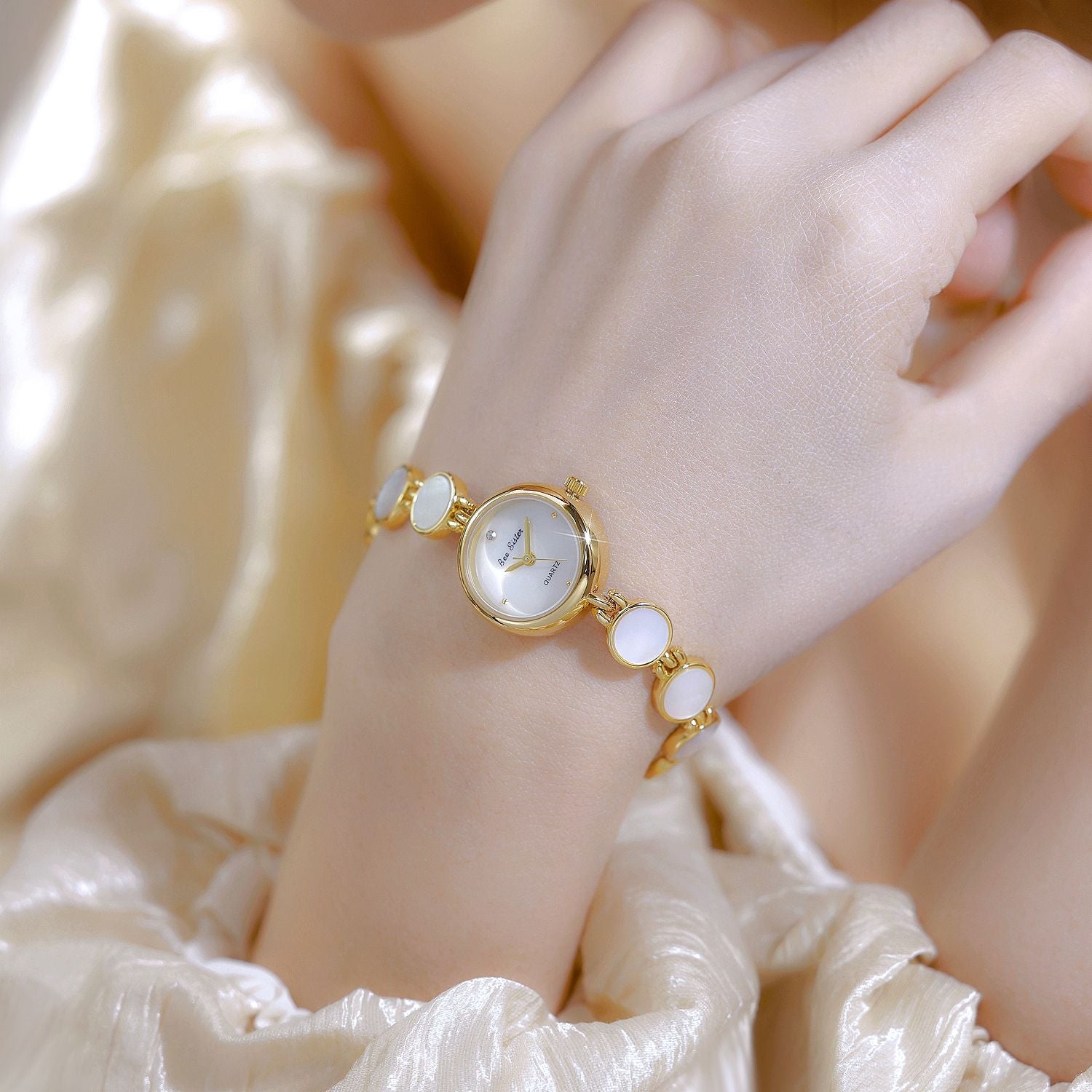 Mother of Pearl Link Bracelet Watch