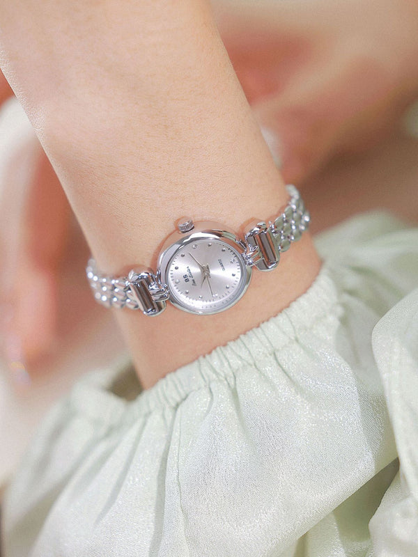 Round Crystal Dial Link Bracelet Watch