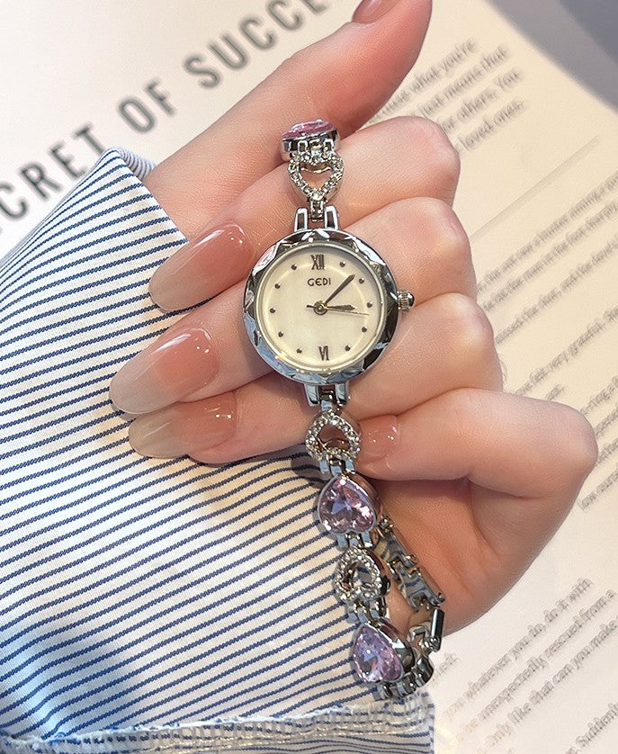 Fluted Bezel Crystal Link Bracelet Watch