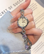 Fluted Bezel Crystal Link Bracelet Watch