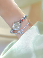 Oval Dial Multi-Gemstone Link Watch