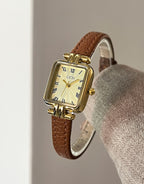 Square Roman Textured Dial Strap Watch