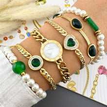 Verde Eleganza Gold & Green Stone Bracelet