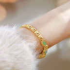 Oval Dial Gemstone Link Bracelet Watch