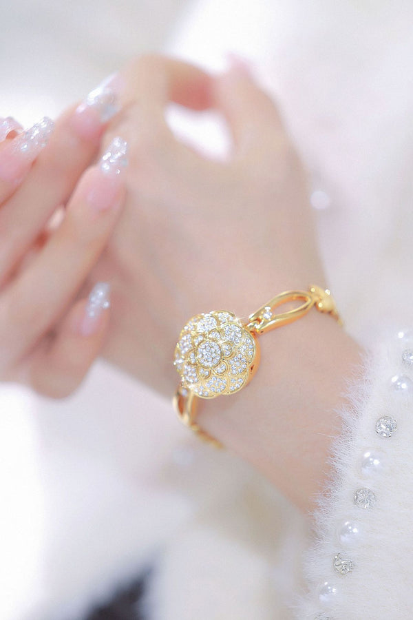 Floral Crystal Dial Link Watch