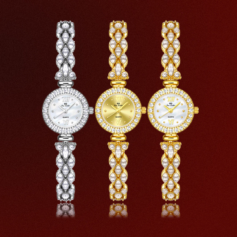 Luxury Quartz Watch with Crystal Embellishments