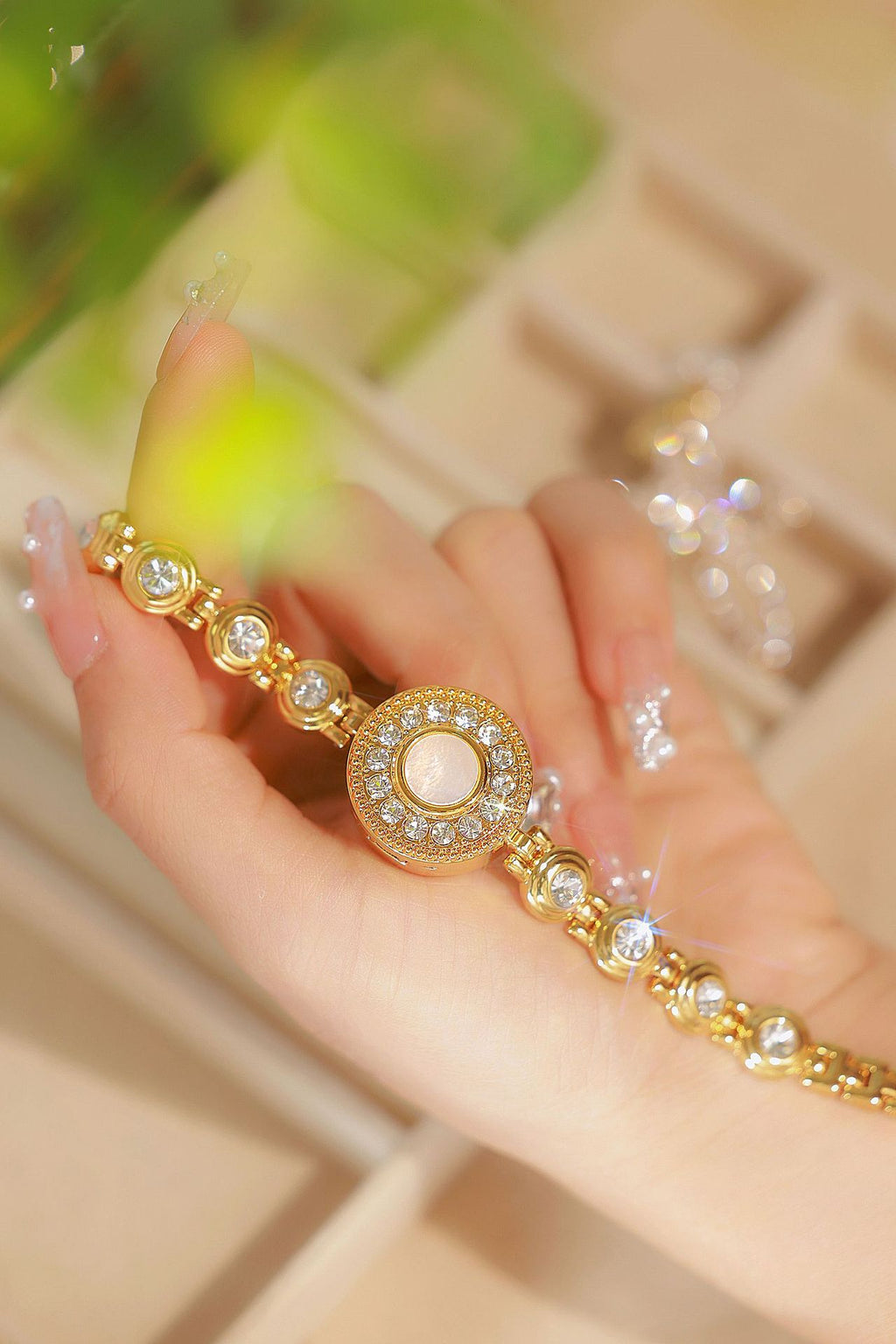 Crystal Accented Dial Link Bracelet Watch