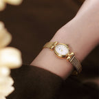 Oval Dial Diamond Accented Link Bracelet Watch
