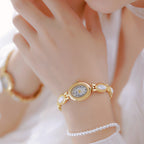 Oval Dial Gemstone Link Bracelet Watch
