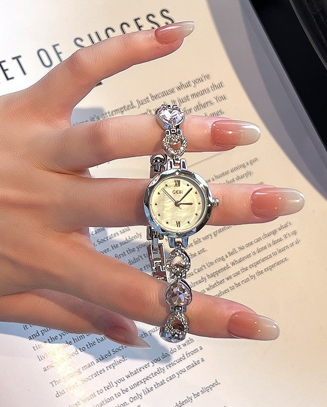 Fluted Bezel Crystal Link Bracelet Watch