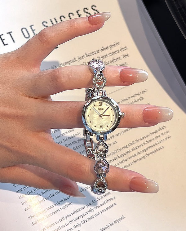Fluted Bezel Crystal Link Bracelet Watch