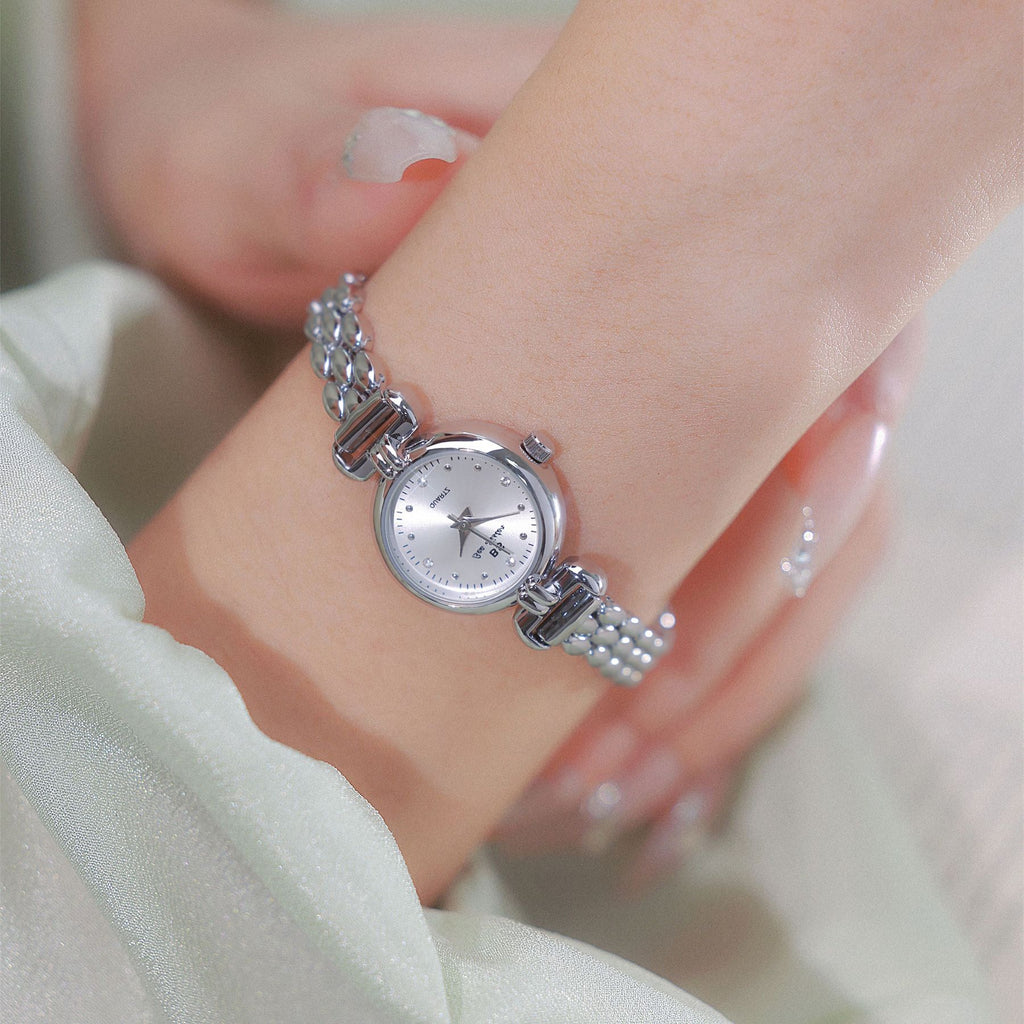 Round Crystal Dial Link Bracelet Watch