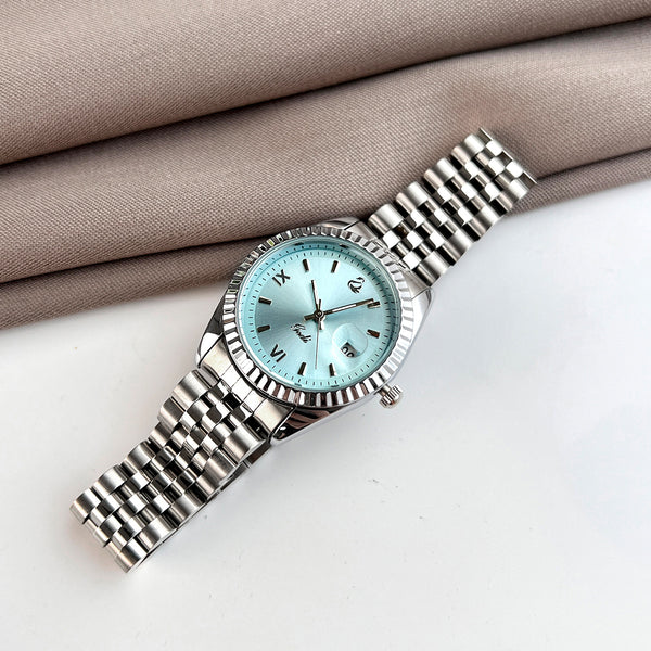 Fluted Bezel Date Dial Bracelet Watch