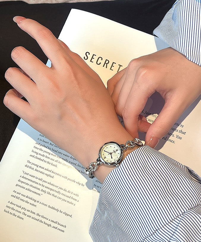 Fluted Bezel Crystal Link Bracelet Watch